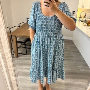 Hill House Luisa Blue and White Dress